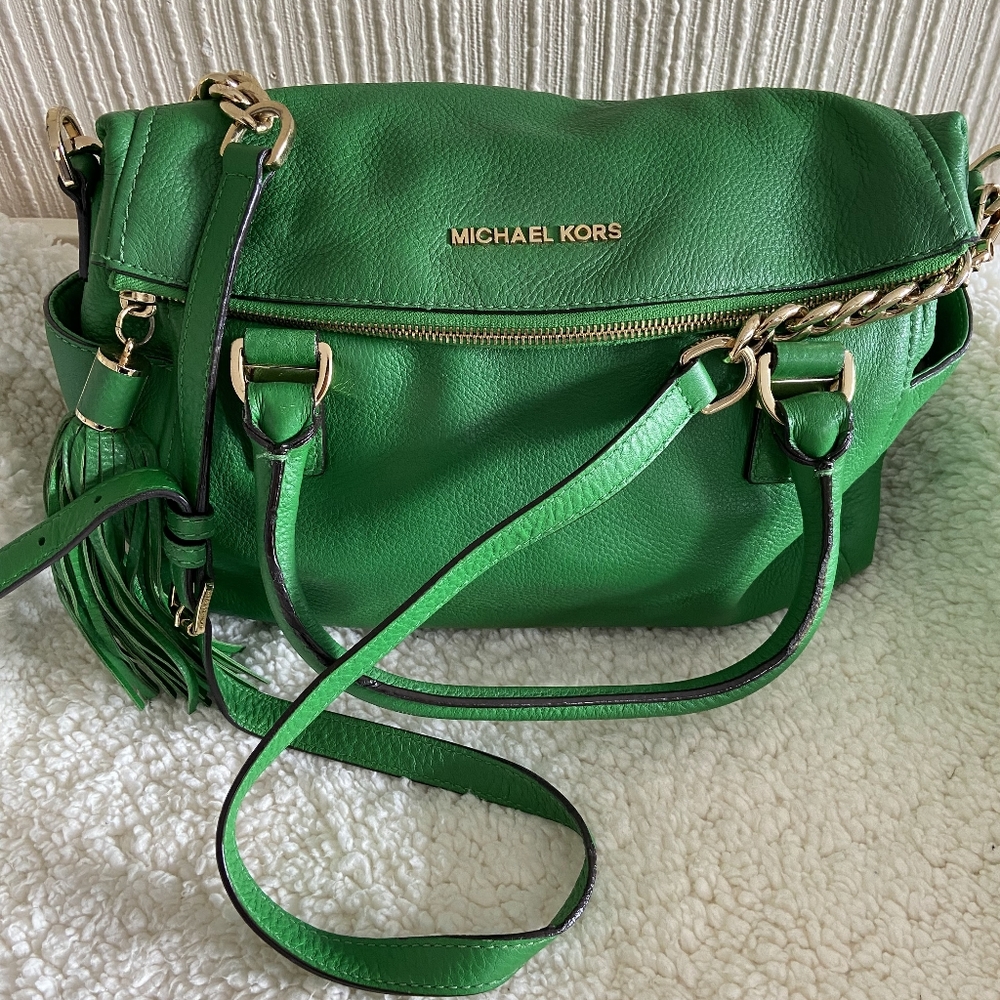 Michael Kors green real leather medium cross body bag - Picture 1 of 9